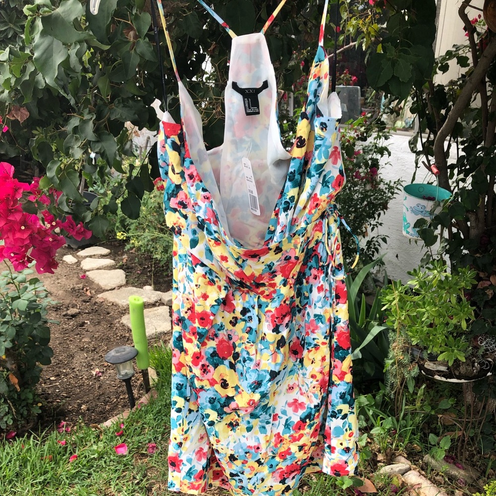 Beautiful floral mini wrap dress